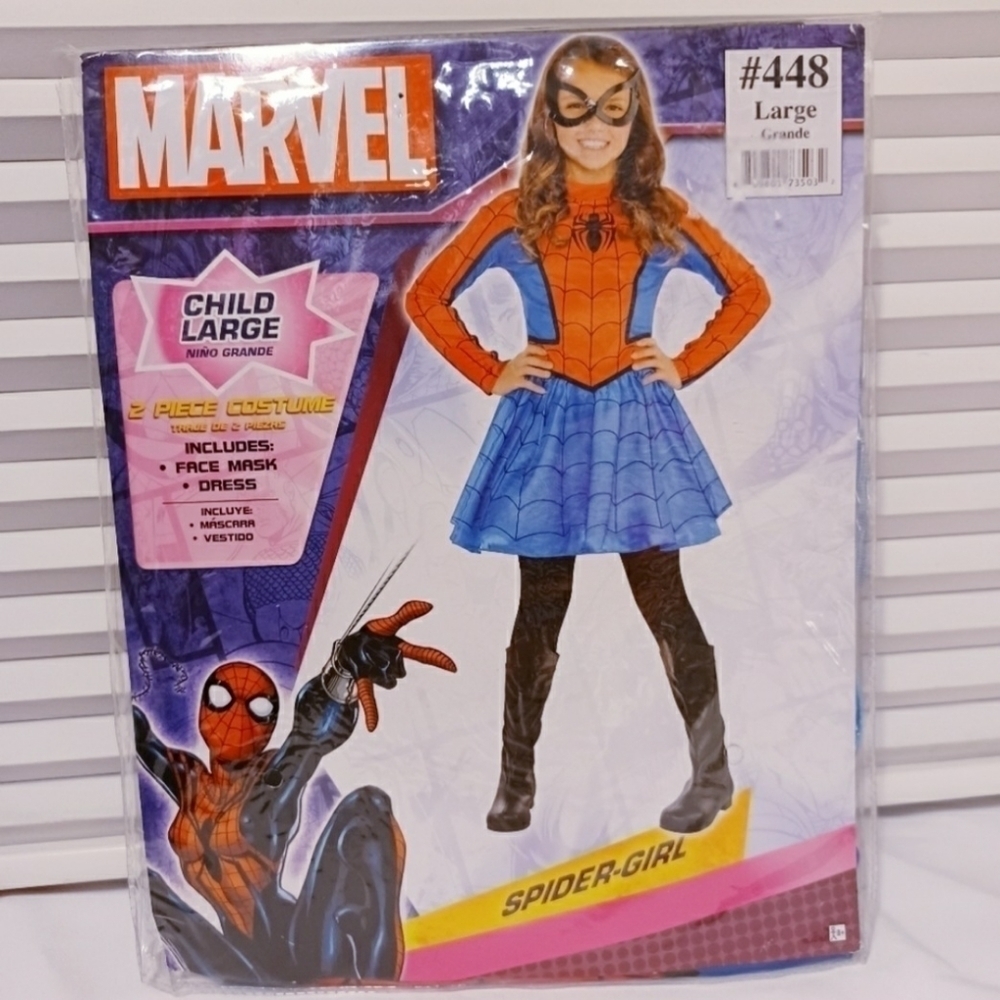 NWT Marvel Girls Red Blue Spider-Girl Halloween Costume Child Girls Large Hero - Picture 2 of 6